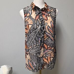 H&M Black and Brown Patterned Top